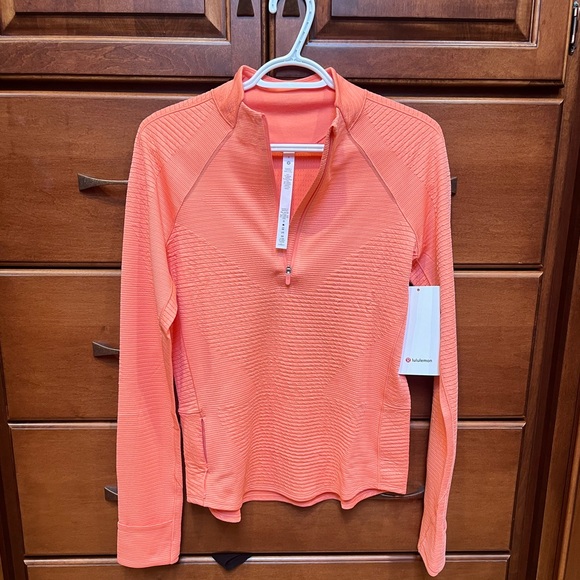 Lulu Ventscape Long Sleeve Half Zip - “sunny coral”, NWT - Picture 6 of 9